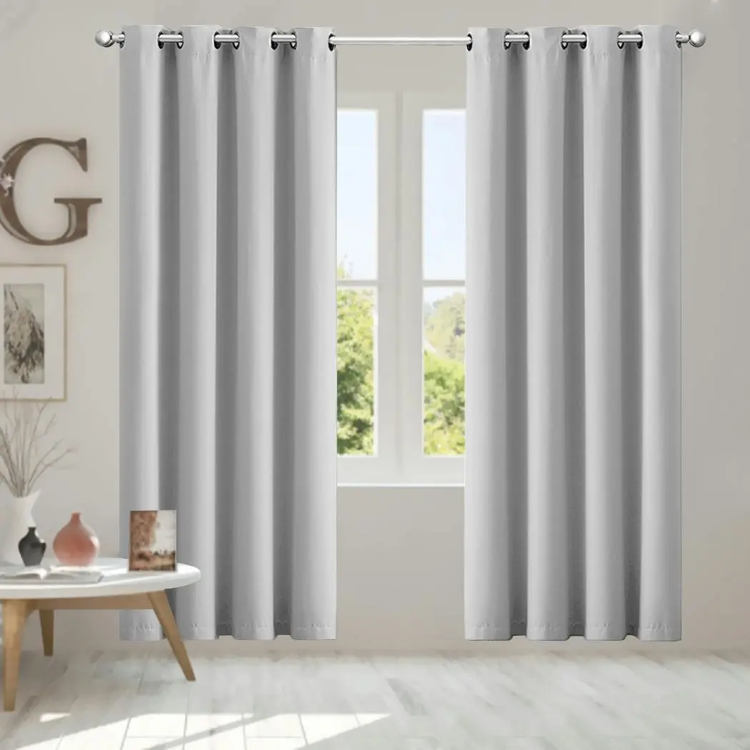 Traderight Group 2x Blockout Curtains Panels 3 Layers Eyelet Room Darkening 132x230cm Grey - Home & Garden