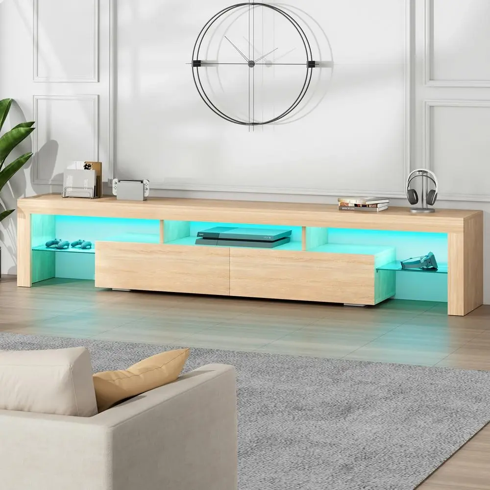 Alfordson Entertainment Unit 200cm LED Oak - Furniture
