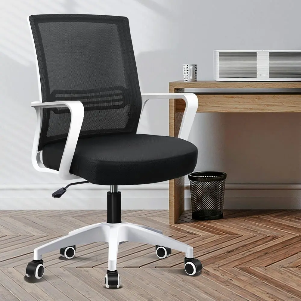Alfordson Mesh Mid Back Office Chair Black White - Furniture