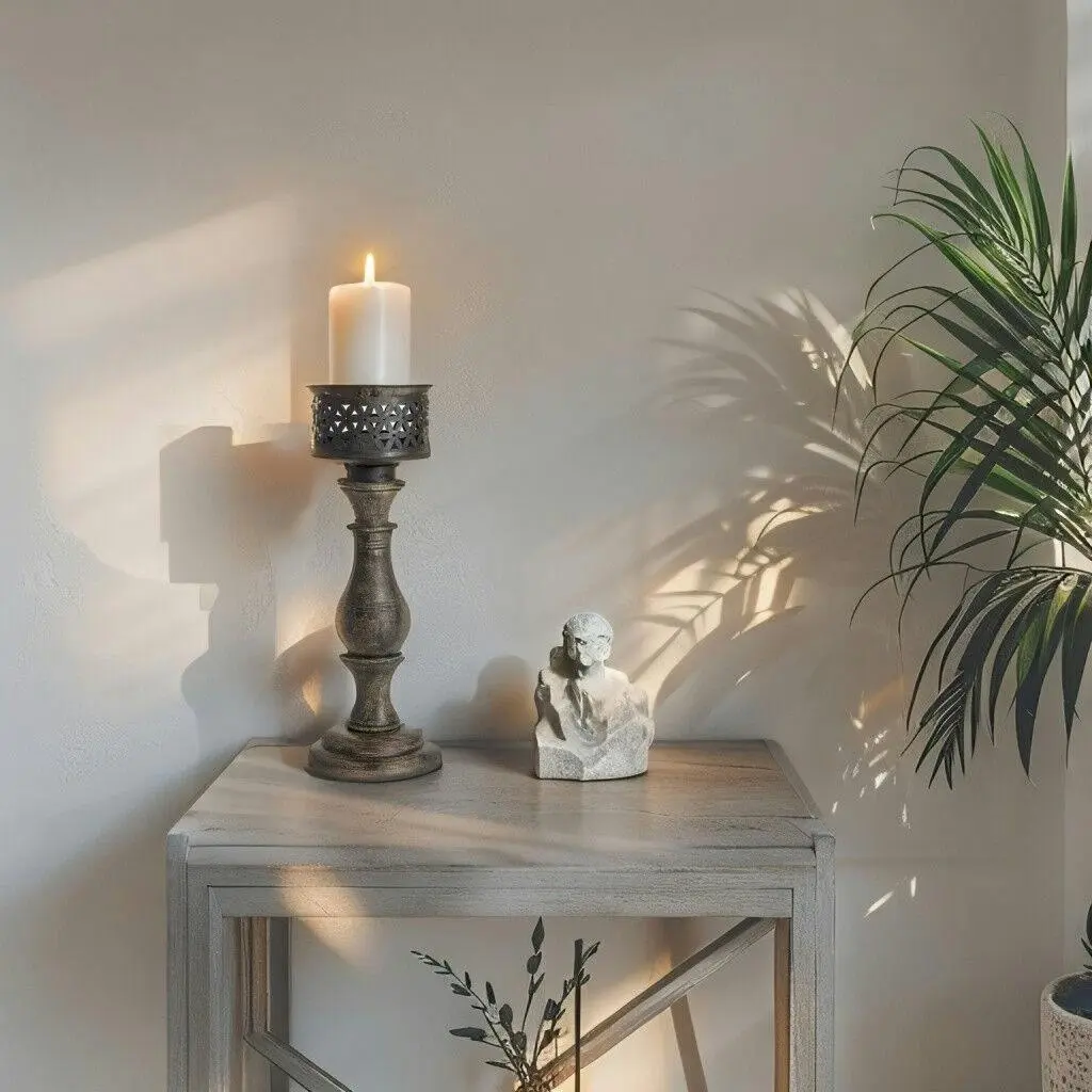Willow & Silk Handmade 35cm Wooden/Iron Chateau Pillar Candle Holder - Home & Garden