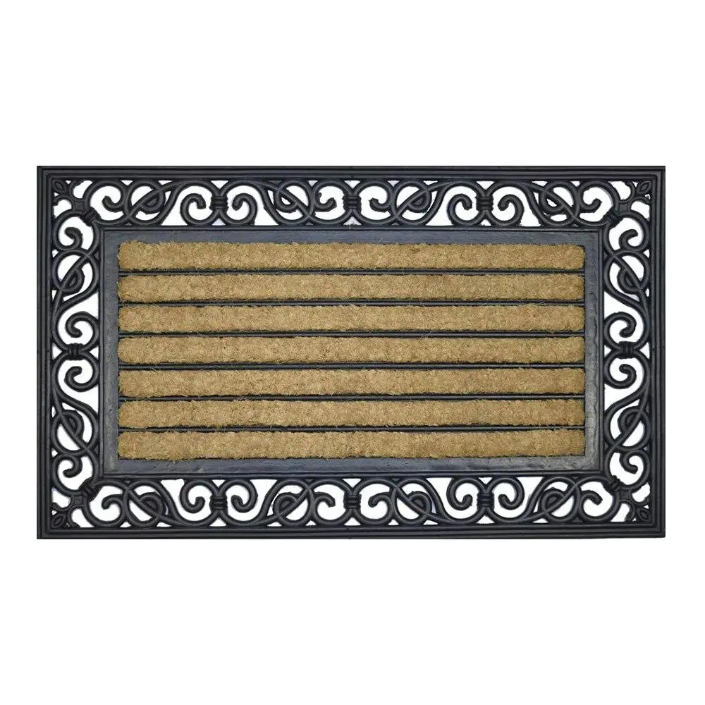Solemate Rubber& Coconut Coir Ribbed 45x75cm Stylish Outdoor Entrance Doormat - Home & Garden