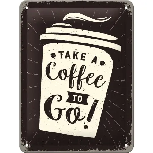 Nostalgic Art 15x20cm Small Wall Hanging Metal Sign Coffee To Go Home/Cafe Decor - Home & Garden