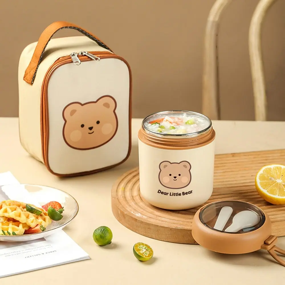 304 Stainless Steel Breakfast Cup Soup Cup with Lid Spoon Insulation Bag - Home & Garden