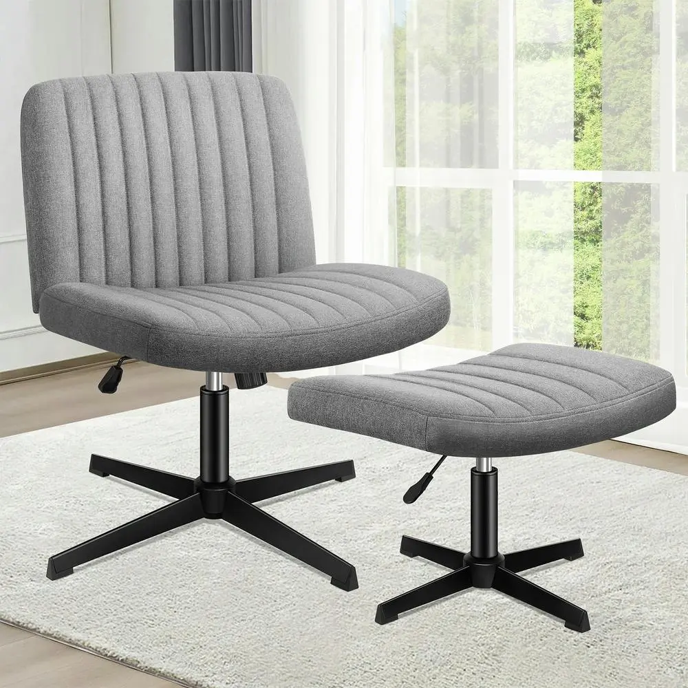 Alfordson Office Chair with Ottoman Fabric Grey - Furniture