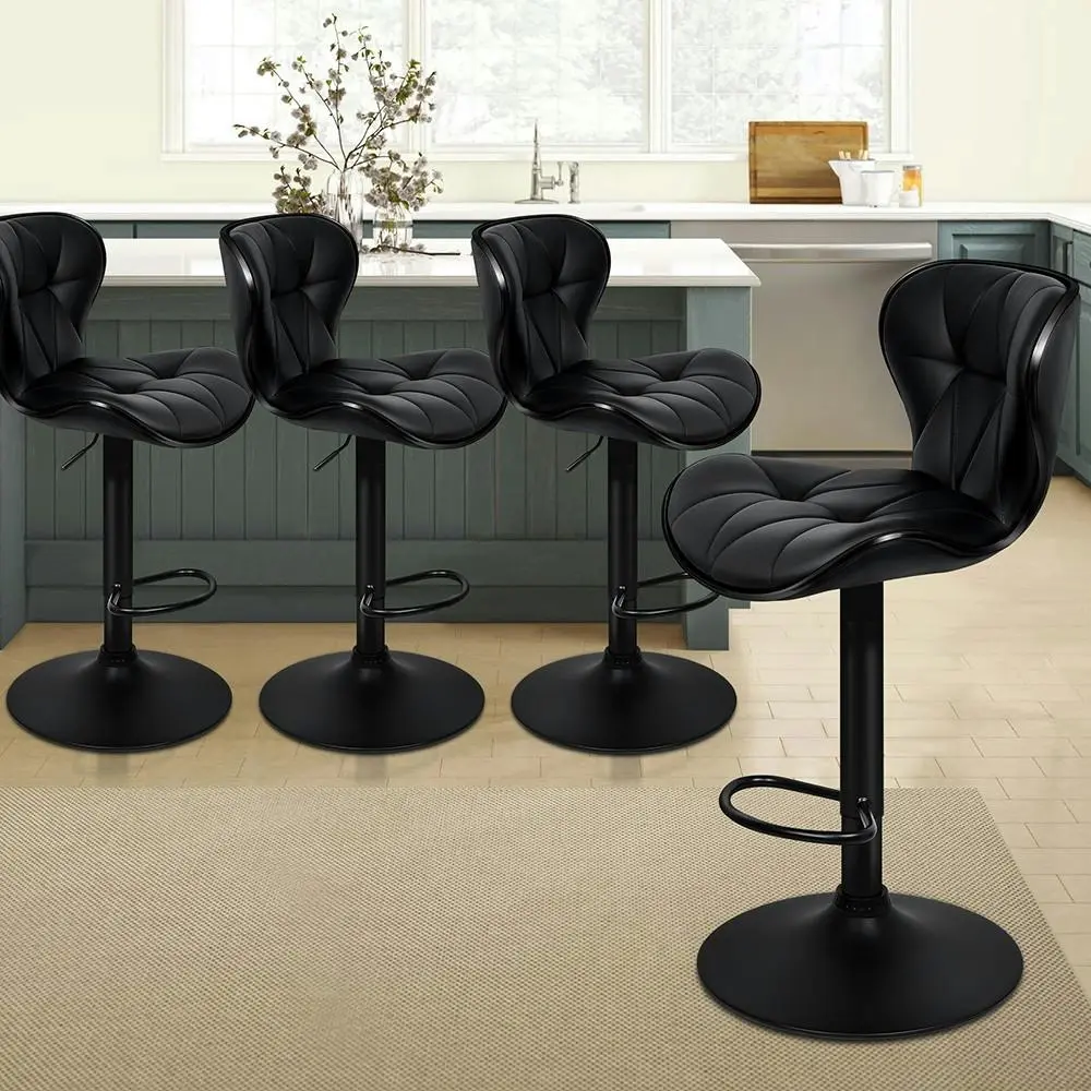 Alfordson Bar Stools Triangle Motif All Black Luna x4 - Furniture