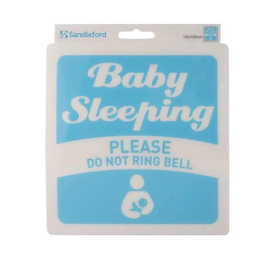 Baby Sleeping Please Do Not Ring Bell 152x152mm Sign Self Adhesive Polycarbonate - Home & Garden