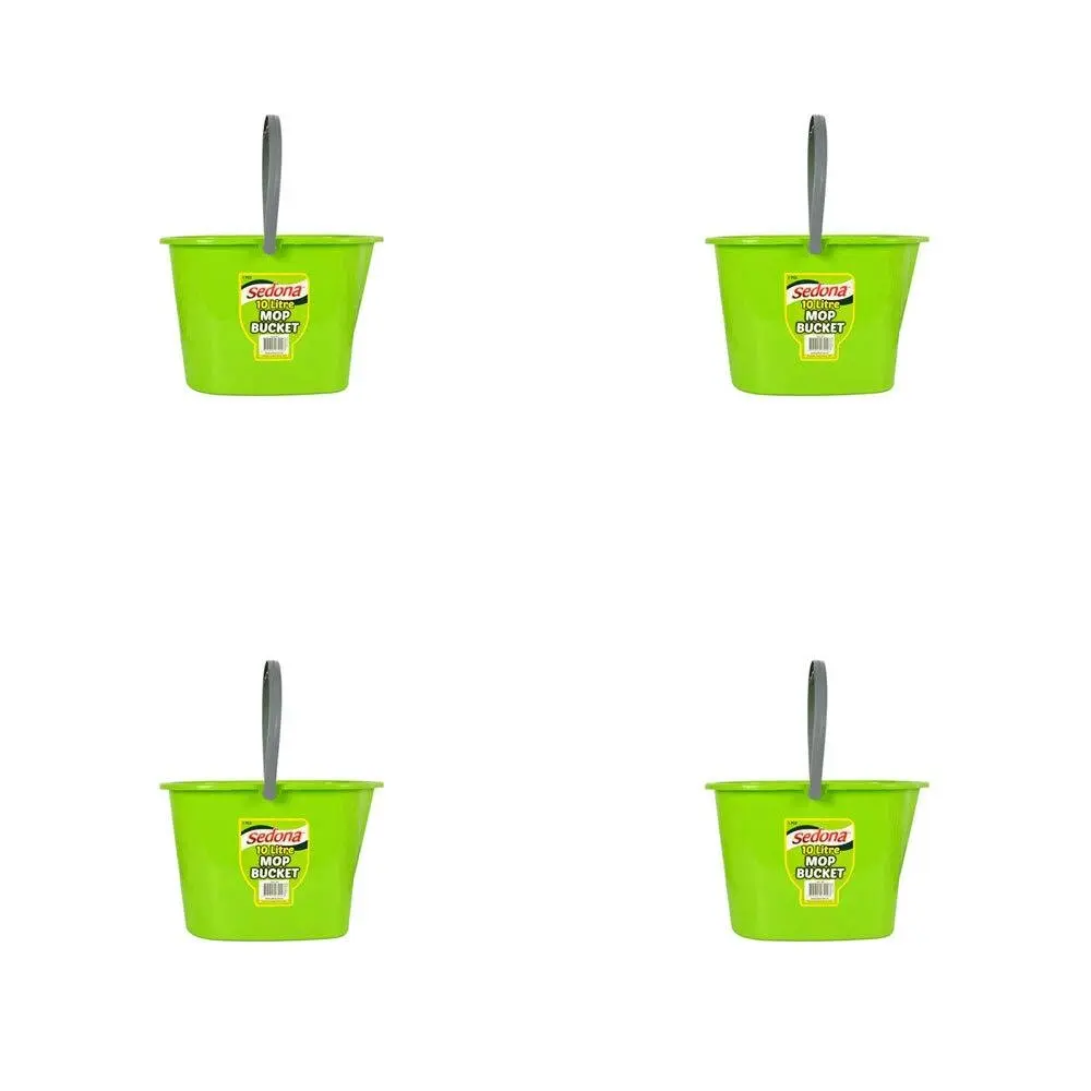 4x Ultimo Mop Bucket 10L Green w/ Grey Handle Ideal Versatile Cleaning 24x35cm - Home & Garden