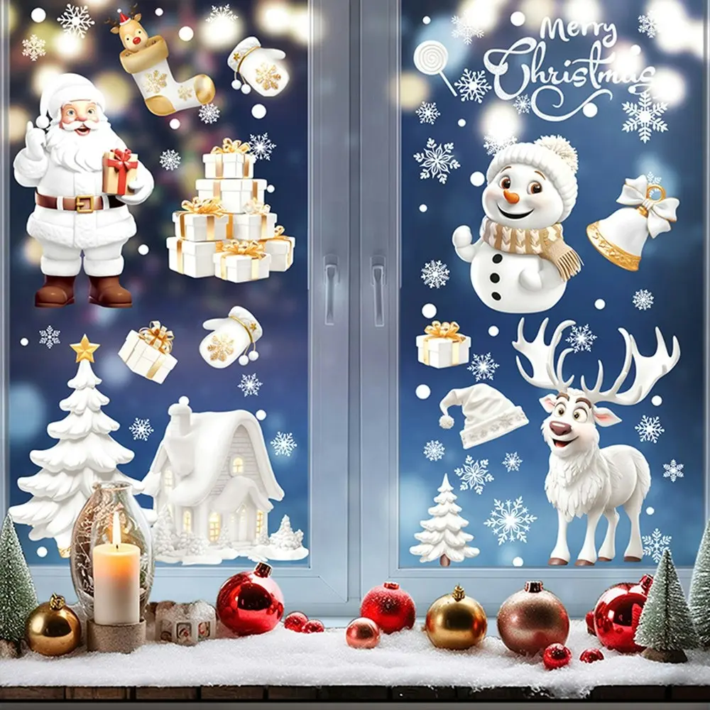 Christmas Window Sticker Snowflake Static Wall Sticker Window Decoration Sticker - Home & Garden