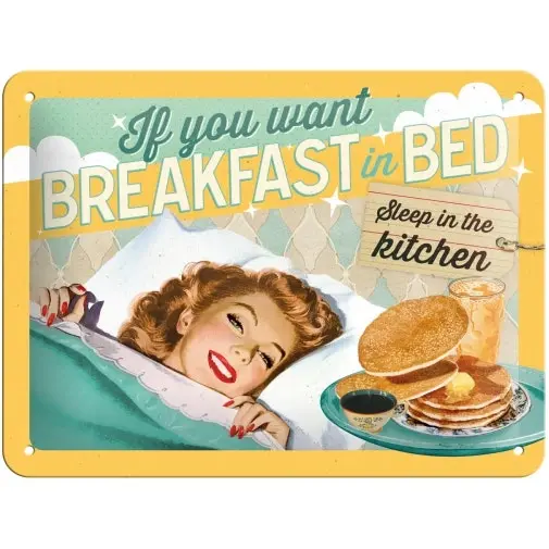 Nostalgic Art 15x20cm Small Wall Hanging Metal Sign Breakfast in Bed Home Decor - Home & Garden