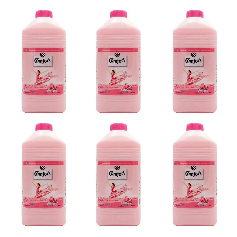 6x Comfort Fabric Conditioner Kiss of Flowers Rose Fresh Gentle Formula Soft 2L - Home & Garden