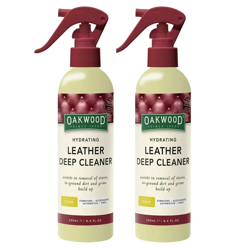 2x Oakwood 250ml Hydrating Leather Deep Cleaner Spray Furniture Upholstery Care - Home & Garden