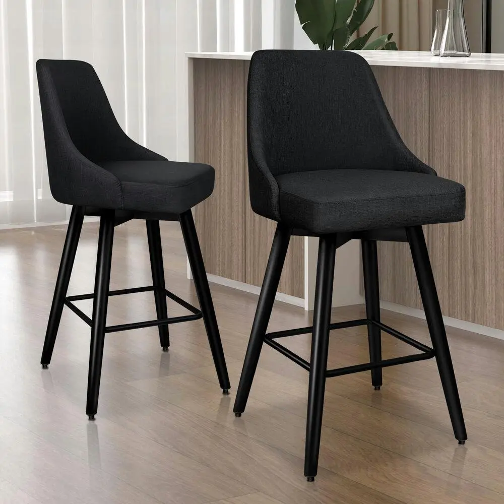 Alfordson 4x Swivel Bar Stools Kitchen Dining Chair Cafe Metal All Black - Shop Dining Chairs & Bar Stools