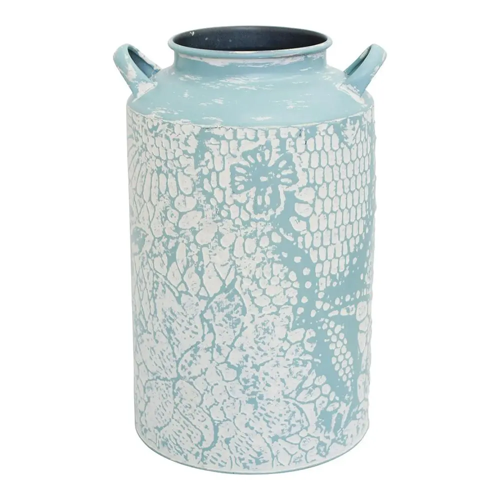 Metal 35.5cm Urn Flower/Plant Vase Outdoor Garden Home Table Decor Peony Blue - Home & Garden