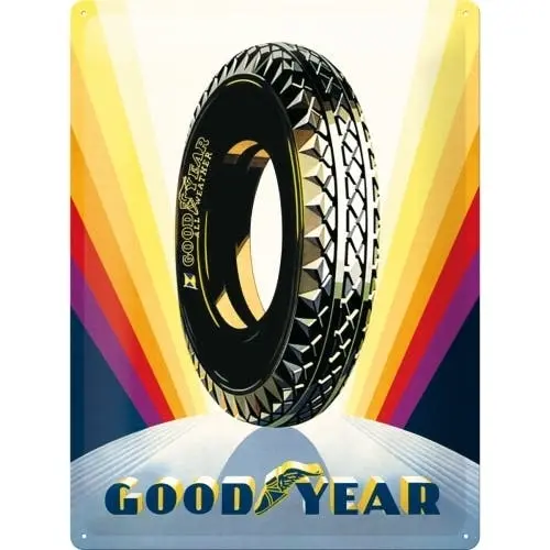 Nostalgic Art Goodyear Rainbow Wheel 30x40cm Large Metal Sign Wall Hanging Decor - Home & Garden