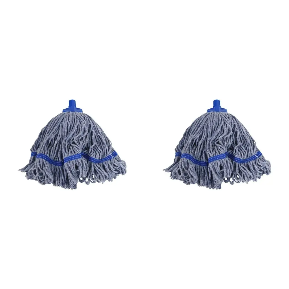 2x SYR Syrtex 43cm Colour Yarn Home/Office Floor Cleaning Mop Head Midi Blue - Home & Garden