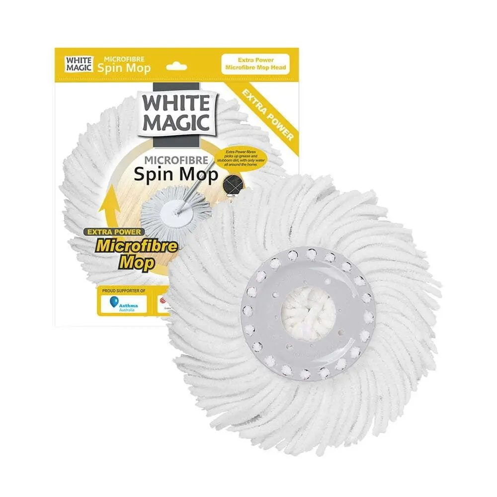 White Magic Extra Power Microfibre Head Spare Replacement Refill For Spin Mop - Home & Garden