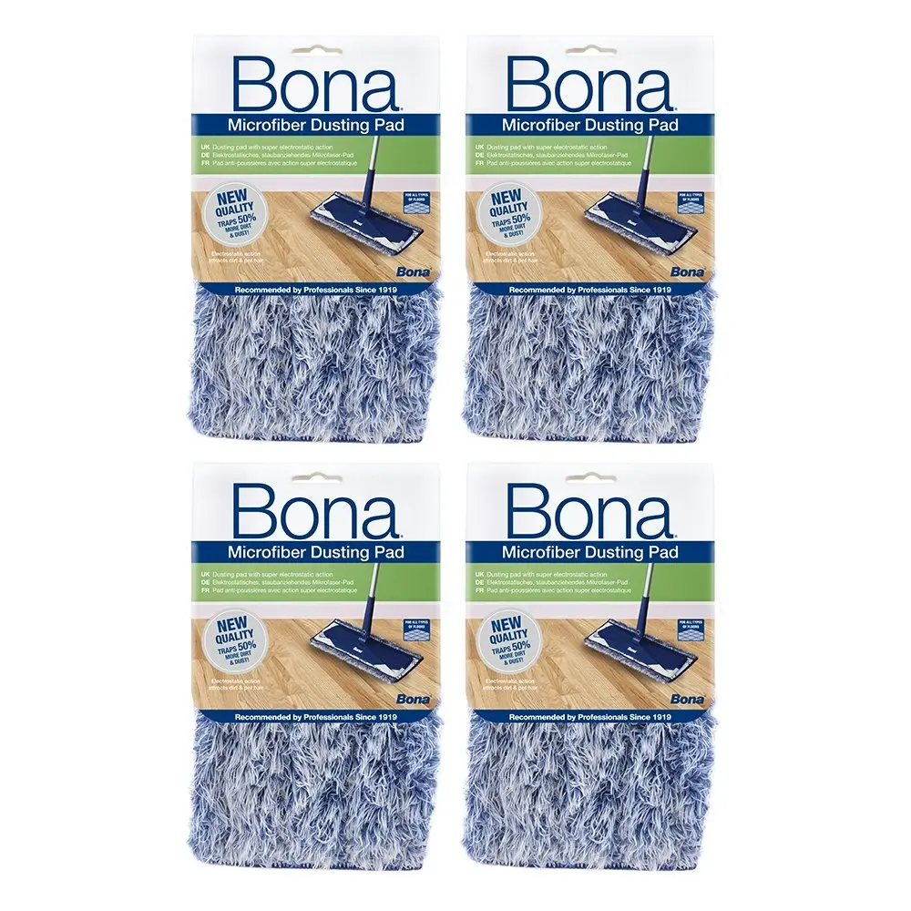 4PK Bona Microfibre Dusting Pad for Floor Mop Cleaning/Dust Washable/Reusable - Home & Garden