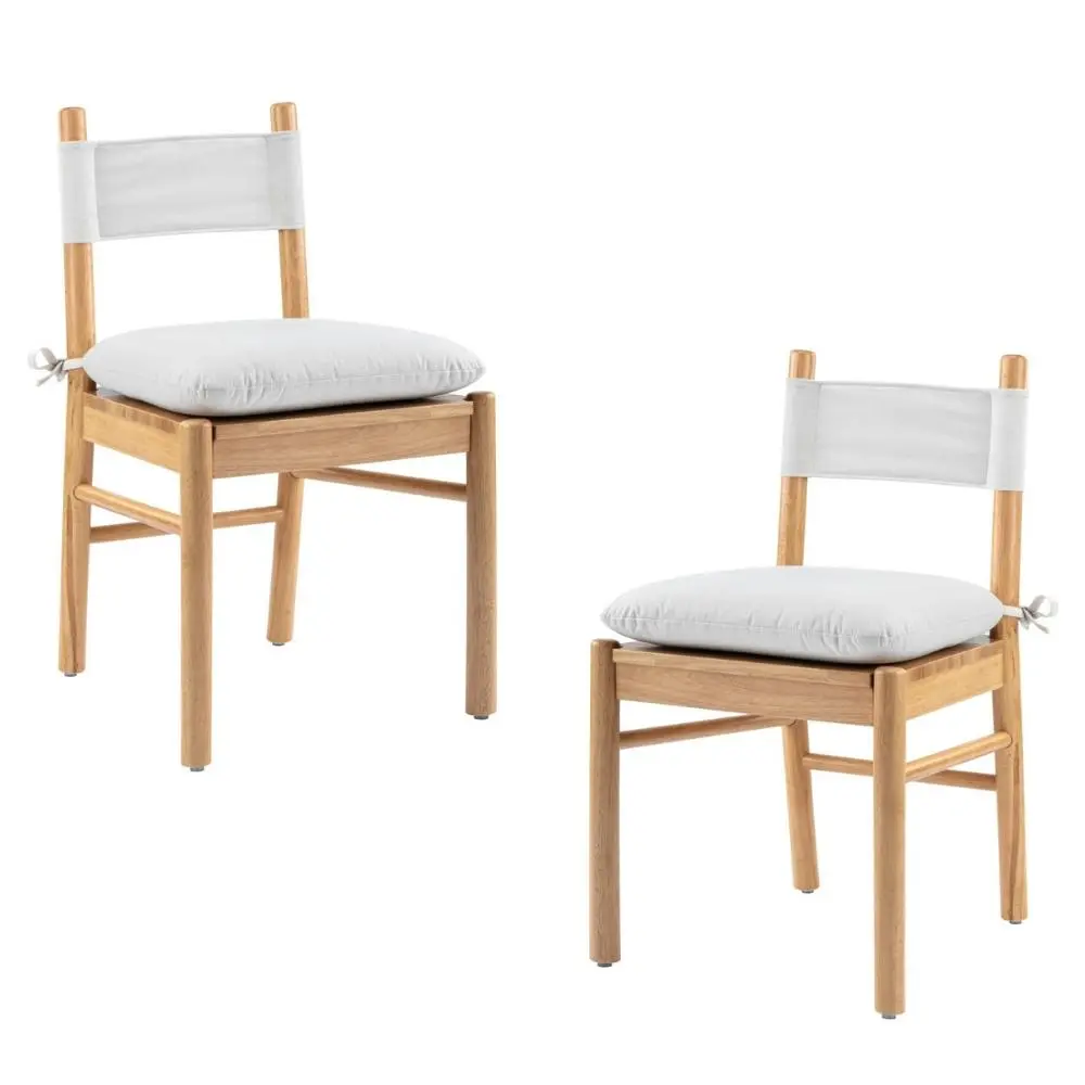 Design Square Set Of 2 Casey Wooden Kitchen Dining Chair W/ Cushion White/Oak - Furniture