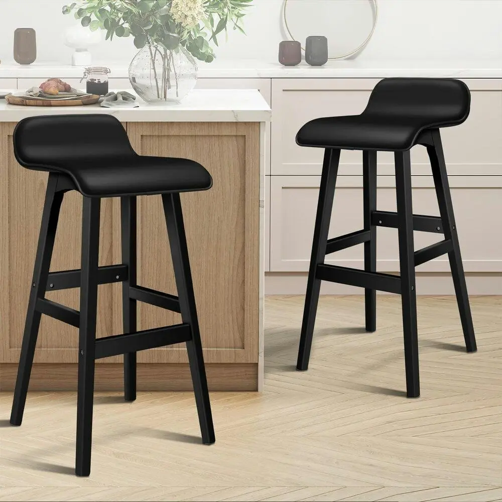 Alfordson Bar Stools Wooden All Black X2 - Shop Dining Chairs & Bar Stools