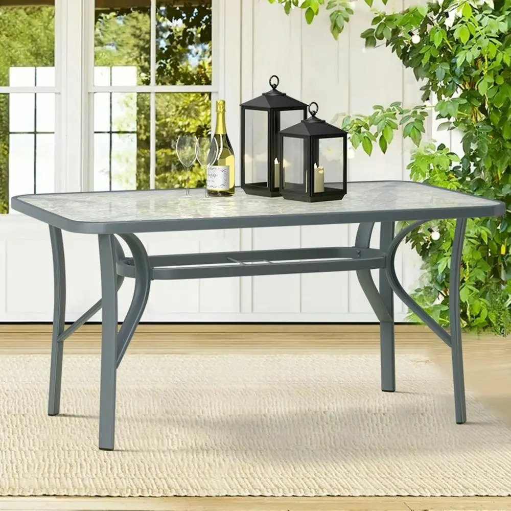 Alfordson Patio Dining Table Garden 120CM X 70CM Grey - Furniture