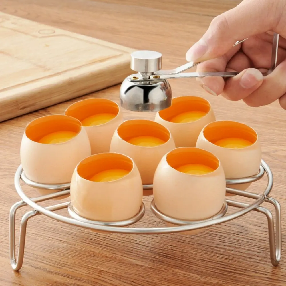 3 pack Egg Cutter set eggshell opener egg steamer rack egg whisk for Kitchen - Home & Garden
