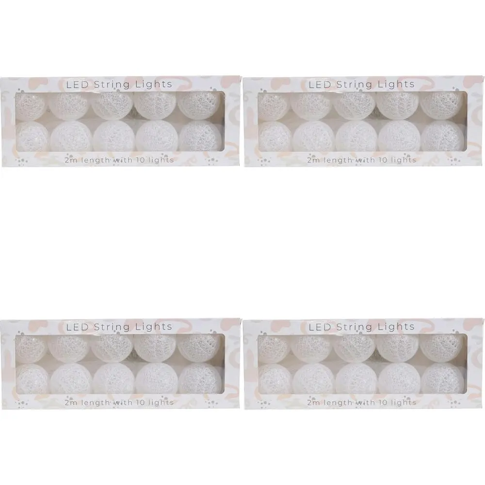 4x LVD LED 2m String 10 Lights Pastel Home/Nursery Decor Children/Baby White - Home & Garden
