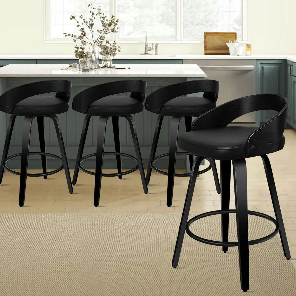 Alfordson Set of 4 Caden Kitchen Wooden Bar Stools (ALL BLACK) - Shop Dining Chairs & Bar Stools
