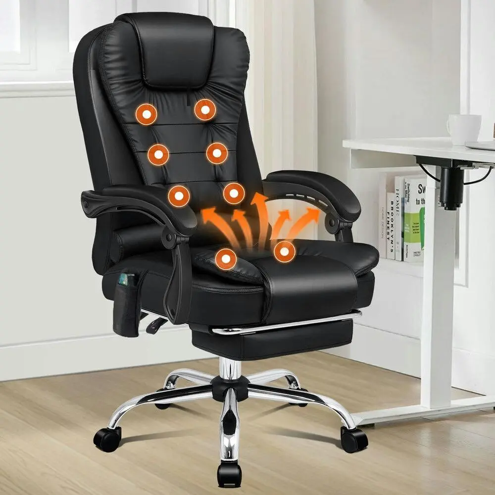 Alfordson Office Chair Massage Heated Seat Black - Furniture