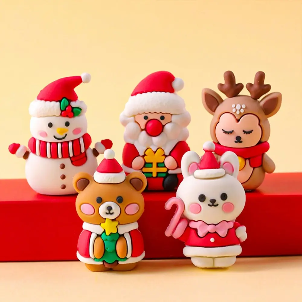 7Pcs Cute Mini Cartoon Christmas Series Figurine Christmas Decoration Xmas Gifts - Home & Garden