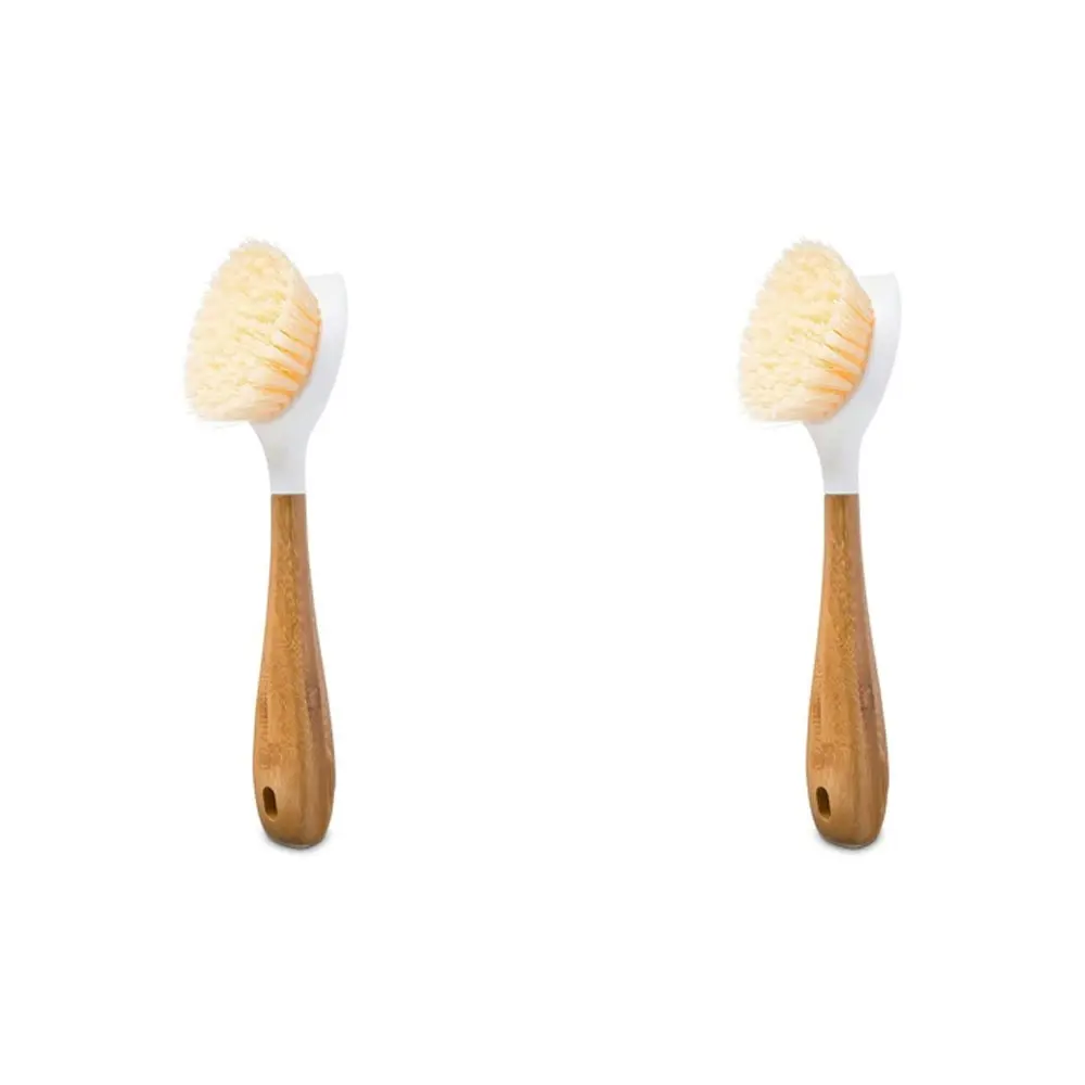 2x Full Circle Be Good Kitchen Dish/Plate Plastic Cleaning Brush w/ Handle White - Home & Garden