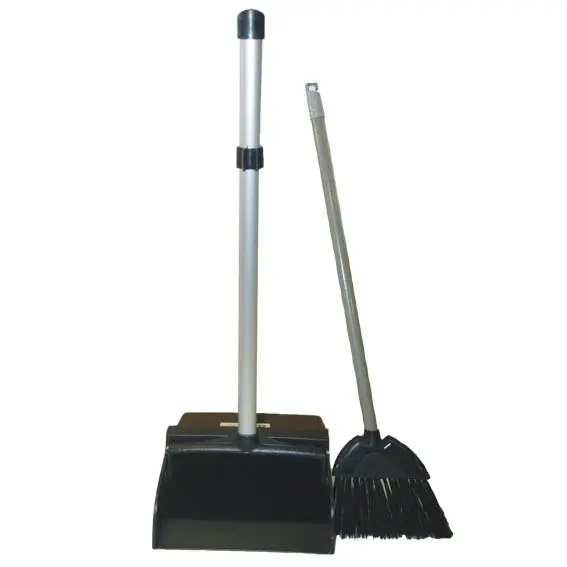 Livingstone Lobby Dustpan and Broom Set Plastic Black - Commercial