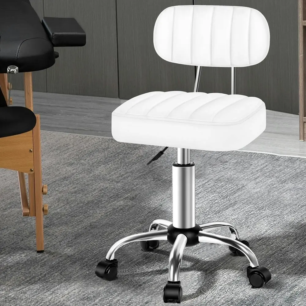 Alfordson Salon Stool Backrest Swivel Barber Hair Dress Chair Lina White - Commercial