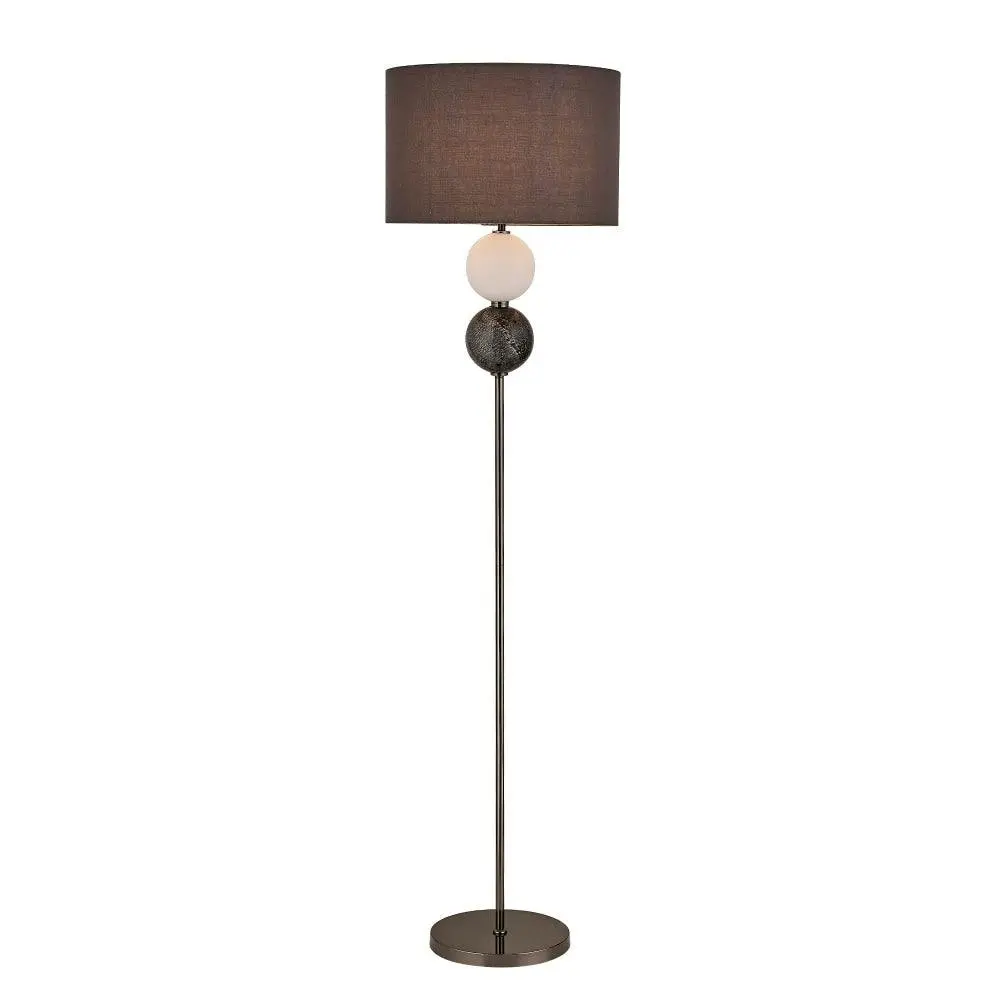 Angie Modern Fabric Shade Orbs Design Metal Floor Lamp Light Pewter - Home & Garden