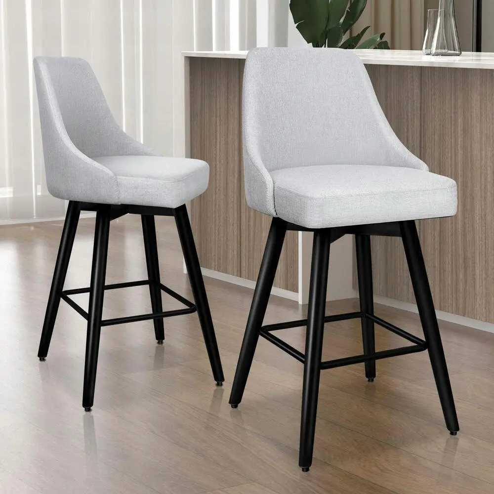 Alfordson 4x Swivel Bar Stools Kitchen Dining Chair Cafe Metal Light Grey - Shop Dining Chairs & Bar Stools