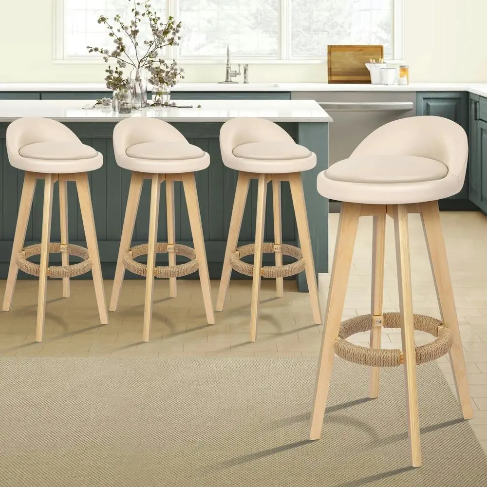 Alfordson Bar Stools Wooden Beige X4 - Furniture