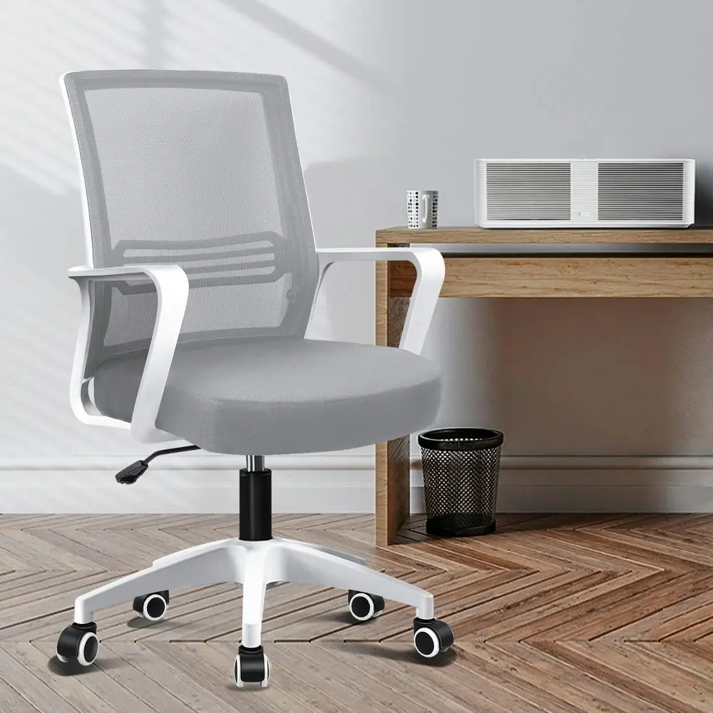 Alfordson Mesh Mid Back Office Chair White Grey - Save up to 70% Off Office Furniture Specials