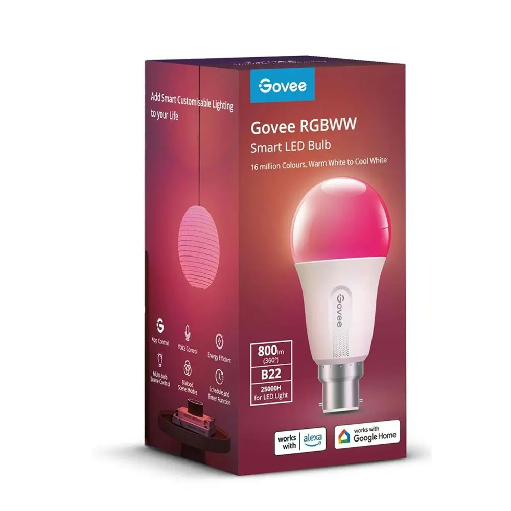 Clever Gear Govee RGBWW WiFi/Bluetooth Smart LED Light Bulb Voice Control E27 - Home & Garden