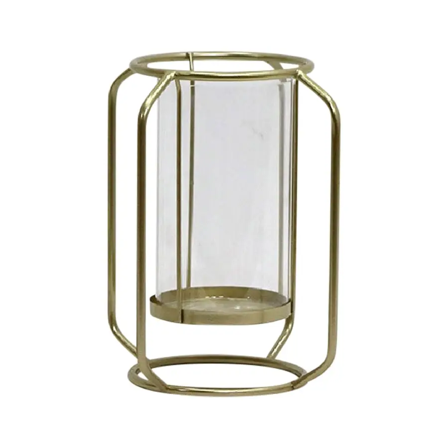 Willow & Silk Golden 24cm Metal/Glass Floating Pillar Candle Holder - Home & Garden