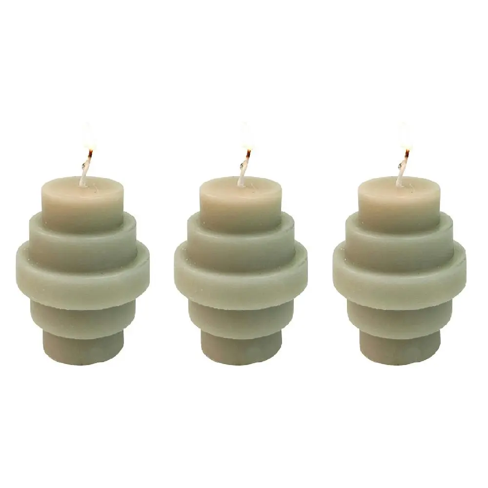 3x Urban Stacked 6cm Vanilla Scented Candle Home Fragrance Tabletop Decor Smoke - Home & Garden