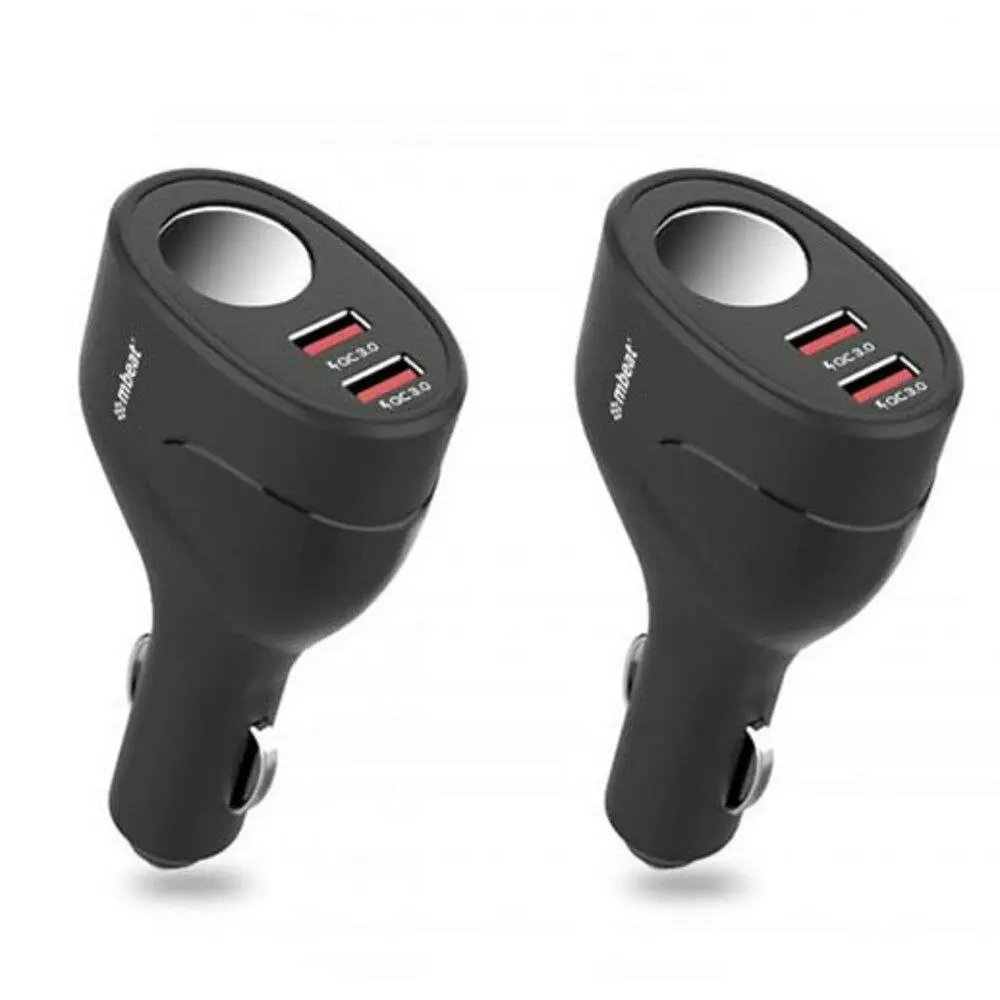 2x mBeat Gorilla Power Dual QC3.0 Car Charger w/Cigar Lighter Socket f/Phone/GPS - Electronics