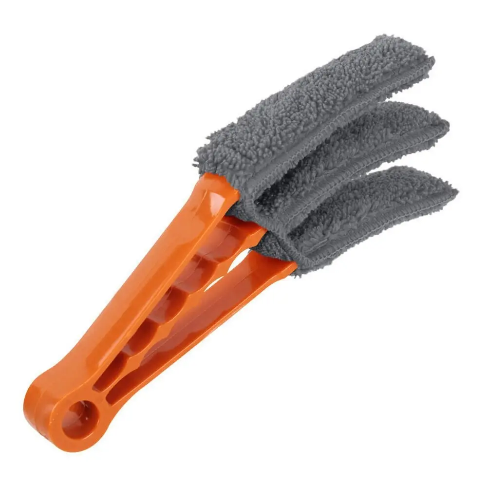 White Magic 12cm Mini Handheld Venetian Blind Duster Dirt Cleaner Orange/Grey - Home & Garden