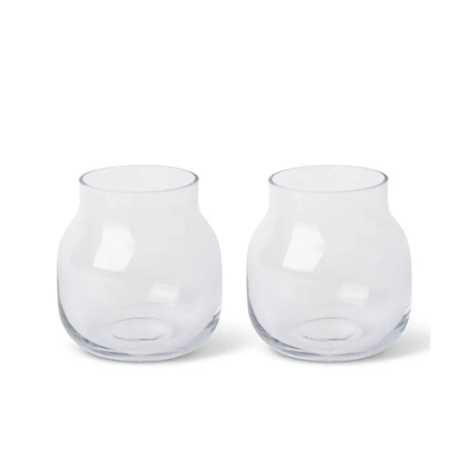 2x E Style 17cm Glass Gabbie Plant/Flower Vase Display Tabletop Decor Clear - Home & Garden