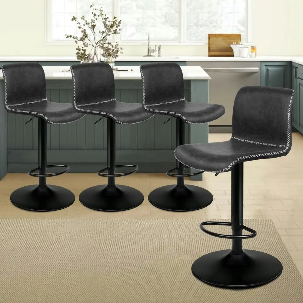 Alfordson Bar Stools Vintage Leather Grey Remy x4 - Furniture