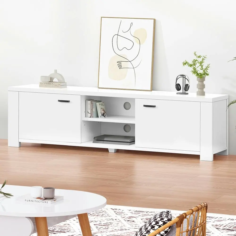 Alfordson Entertainment Unit TV Cabinet Stand 160cm White - Furniture