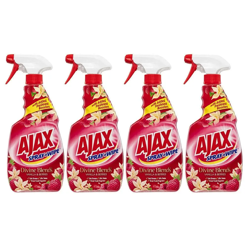 4x Ajax Spray N Wipe 475ml Trigger Bottle Multipurpose Cleaner Vanilla & Berries - Home & Garden