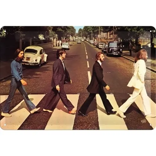 Nostalgic Art 20x30cm Medium Metal Wall Hanging Sign Beatles Abbey Road Decor - Home & Garden