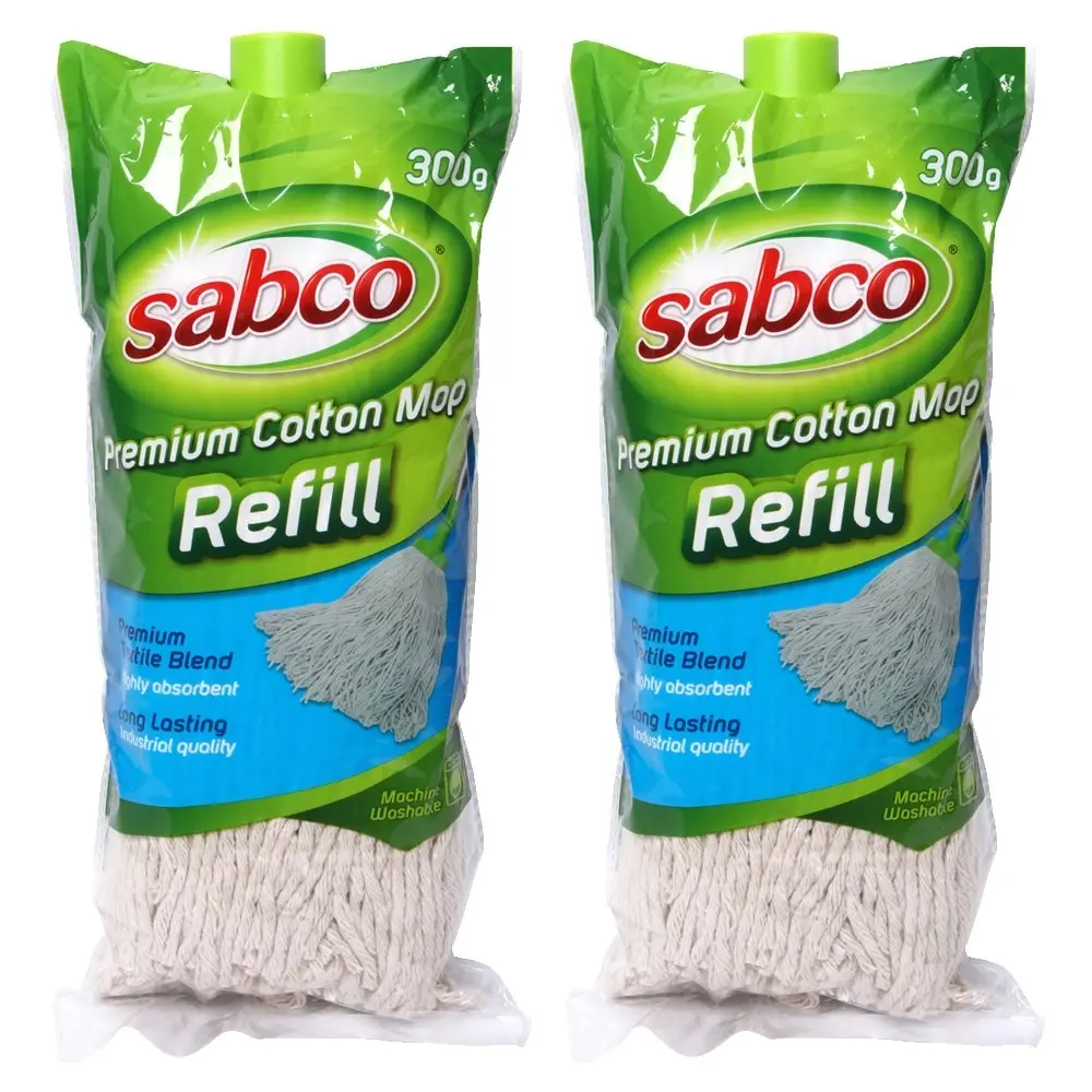 2x Sabco Cotton Mop Refill f/Sabco Cotton Mop Cleaning/Mopping Highly Absorbent - Home & Garden