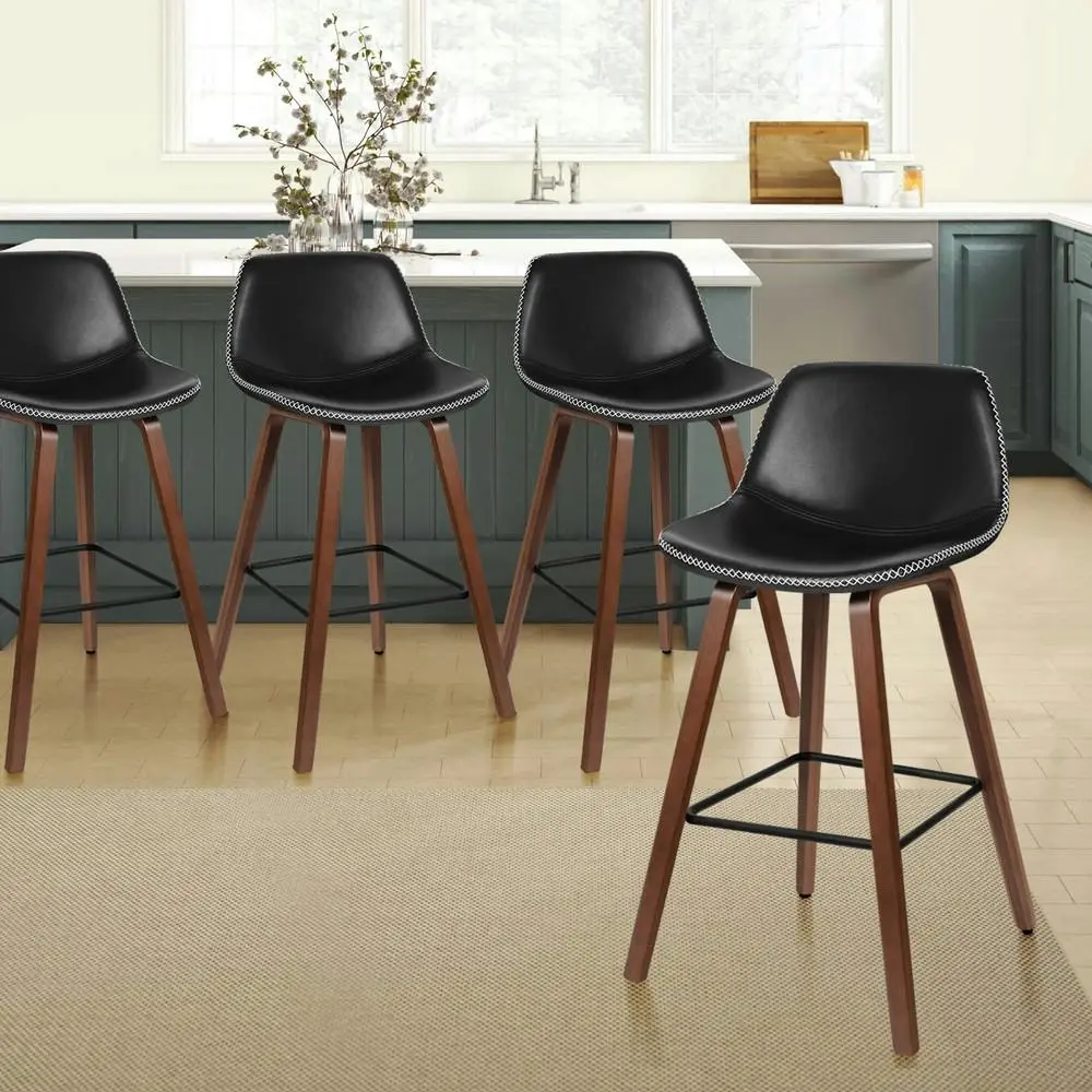 Alfordson Bar Stools Embellished Stitching Black Noah X4 - Shop Dining Chairs & Bar Stools