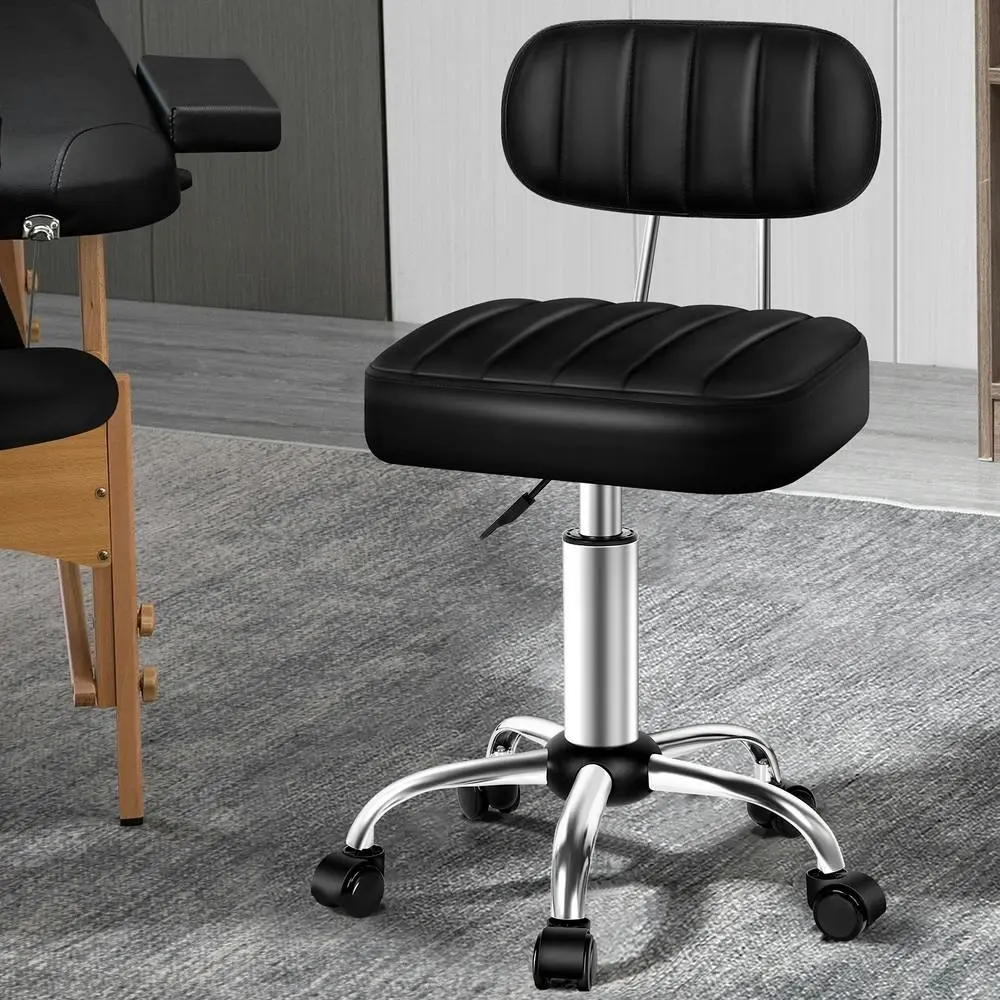 Alfordson Salon Stool Backrest Swivel Barber Hair Dress Chair Lina Black - Commercial