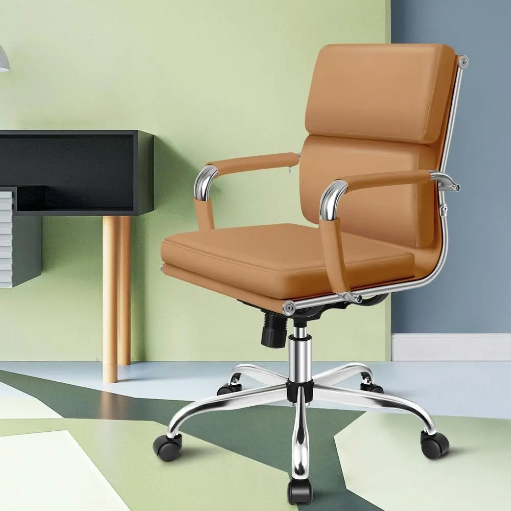 Alfordson Ergonomic Padded Mid Back Executive Office Chair Brown - Furniture